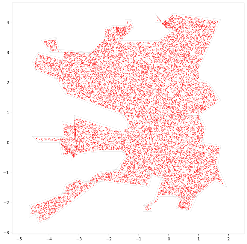 Top-down navmesh view showing all planned camera trajectories
